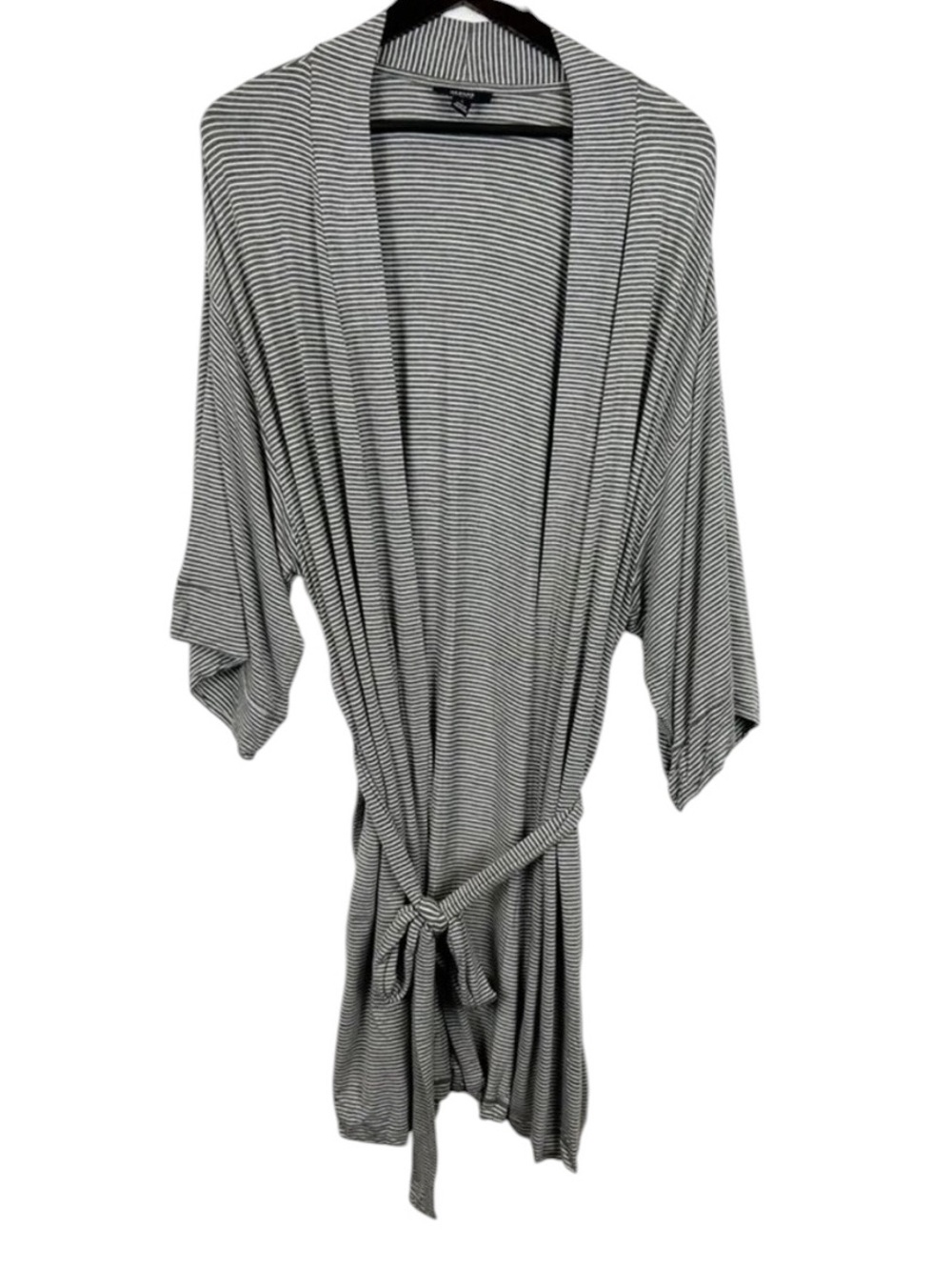 Alfani Striped Robe in Gray & White Size Large Rayon